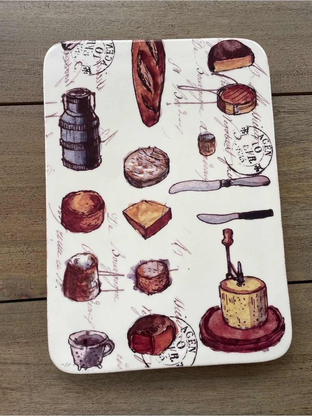 Williams Sonoma Cheese & Bread Illustrated Cutting Board